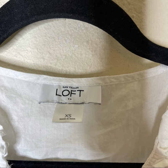 Ann Taylor LOFT White Tie Waist Blouse Top - Picture 3 of 5